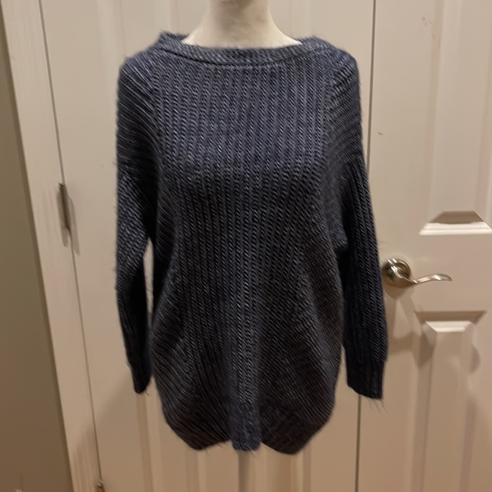 LOU & Grey Oversized Sweater Thick Chunky Knit Womens XS Heathered Blue Knit